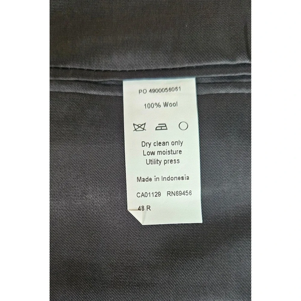 Calvin Klein‎ Mens 48R Blazer Charcoal Gray 100% Wool 2 Button Suit Jacket 48 R